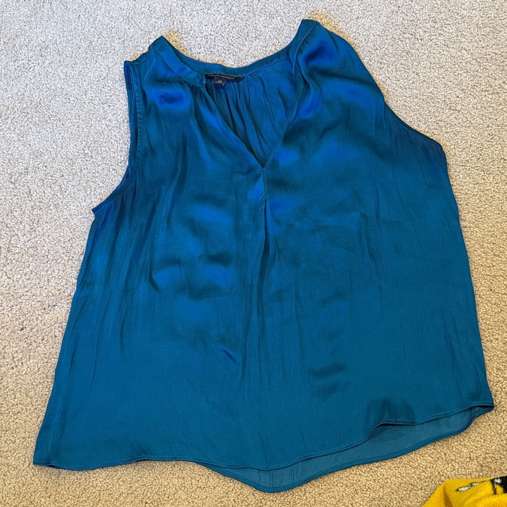 Banana Republic Teal V-Neck Sleeveless Blouse